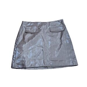Piombo Brown Faux Leather Mini‎ Skirt US 12 NEW